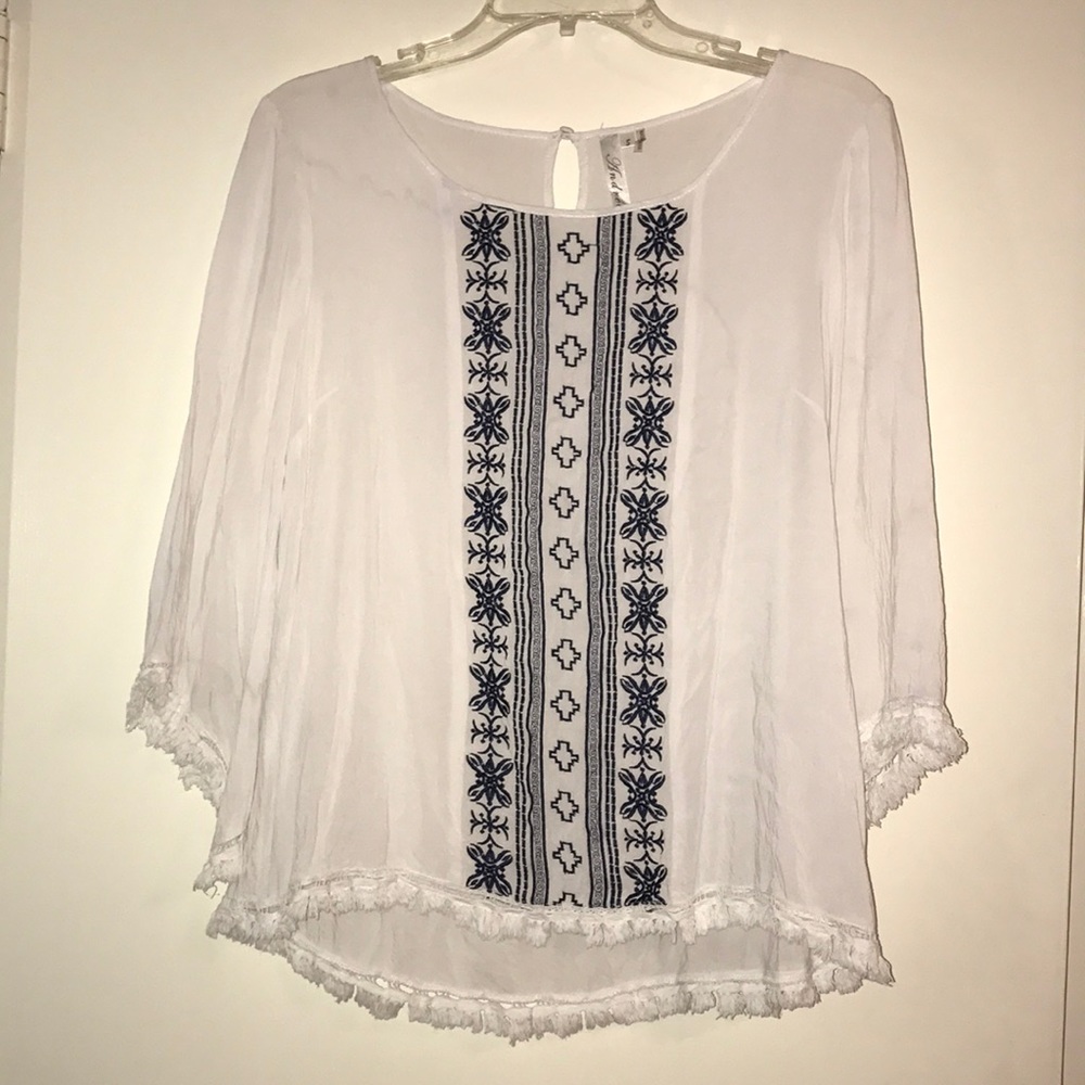 Sheer light long sleeve white shirt